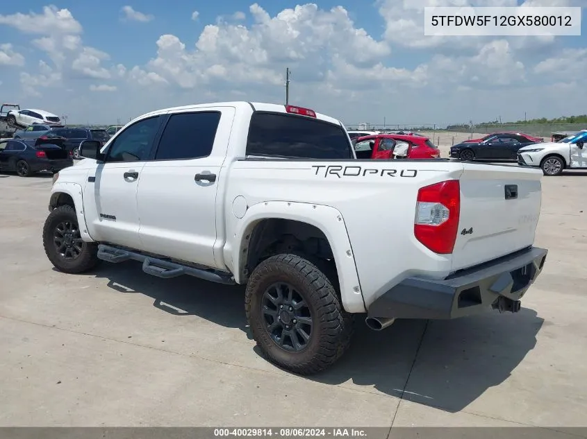 5TFDW5F12GX580012 2016 Toyota Tundra Trd Pro 5.7L V8