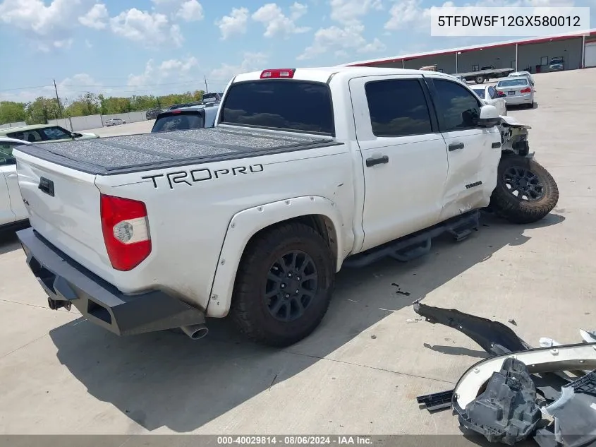 5TFDW5F12GX580012 2016 Toyota Tundra Trd Pro 5.7L V8