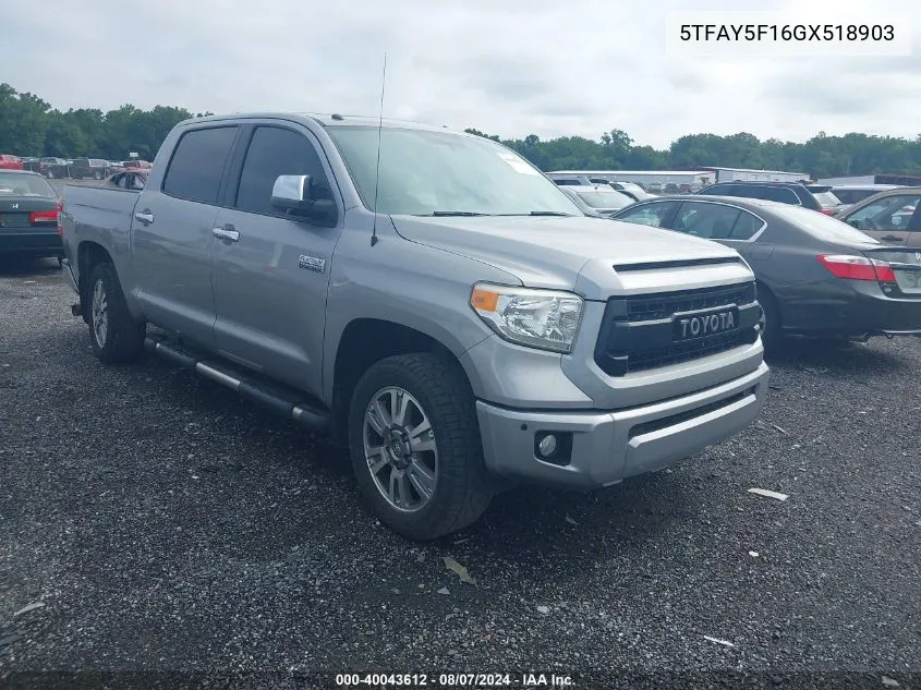 5TFAY5F16GX518903 2016 Toyota Tundra Platinum 5.7L V8