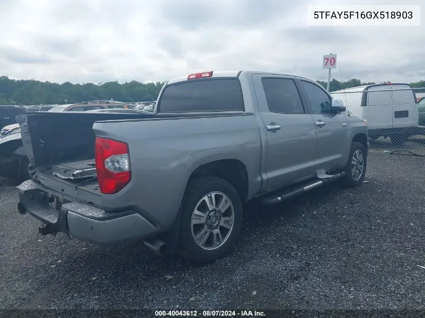 5TFAY5F16GX518903 2016 Toyota Tundra Platinum 5.7L V8