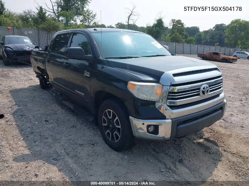 2016 Toyota Tundra Sr5 5.7L V8 VIN: 5TFDY5F15GX504178 Lot: 40099701