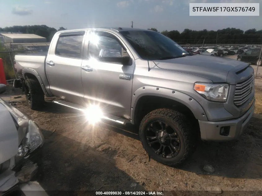 5TFAW5F17GX576749 2016 Toyota Tundra Platinum 5.7L V8