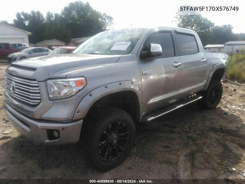 5TFAW5F17GX576749 2016 Toyota Tundra Platinum 5.7L V8