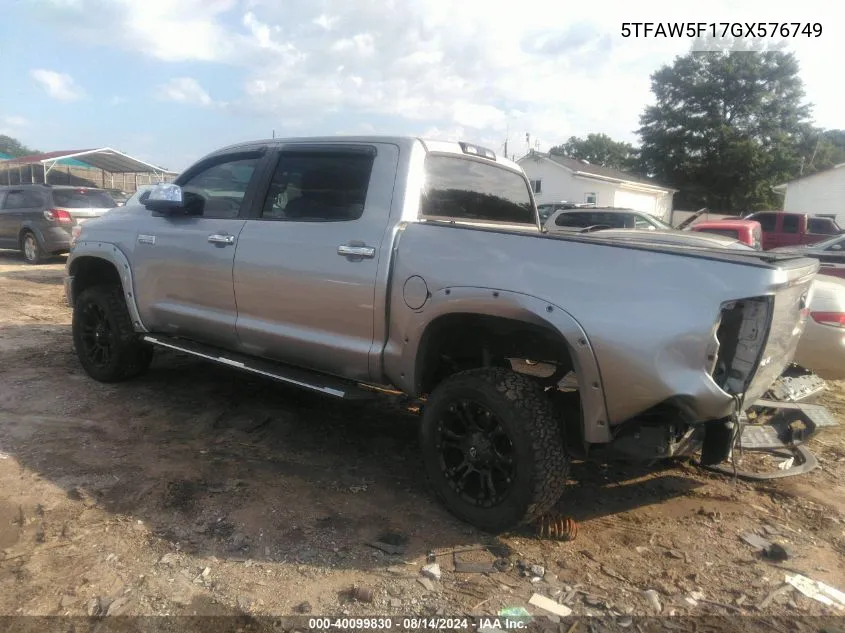 5TFAW5F17GX576749 2016 Toyota Tundra Platinum 5.7L V8