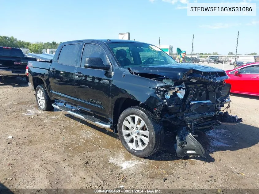 2016 Toyota Tundra Crewmax Sr5/Trd Pro VIN: 5TFDW5F16GX531086 Lot: 40158469