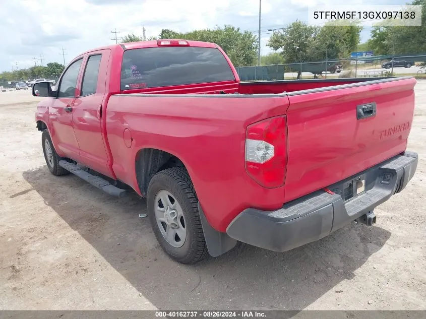 2016 Toyota Tundra Sr 4.6L V8 VIN: 5TFRM5F13GX097138 Lot: 40162737