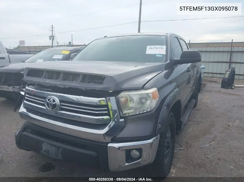 2016 Toyota Tundra Sr5 4.6L V8 VIN: 5TFEM5F13GX095078 Lot: 40258338