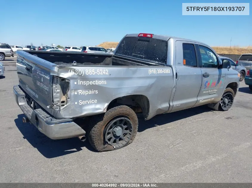 5TFRY5F18GX193707 2016 Toyota Tundra Sr5 5.7L V8