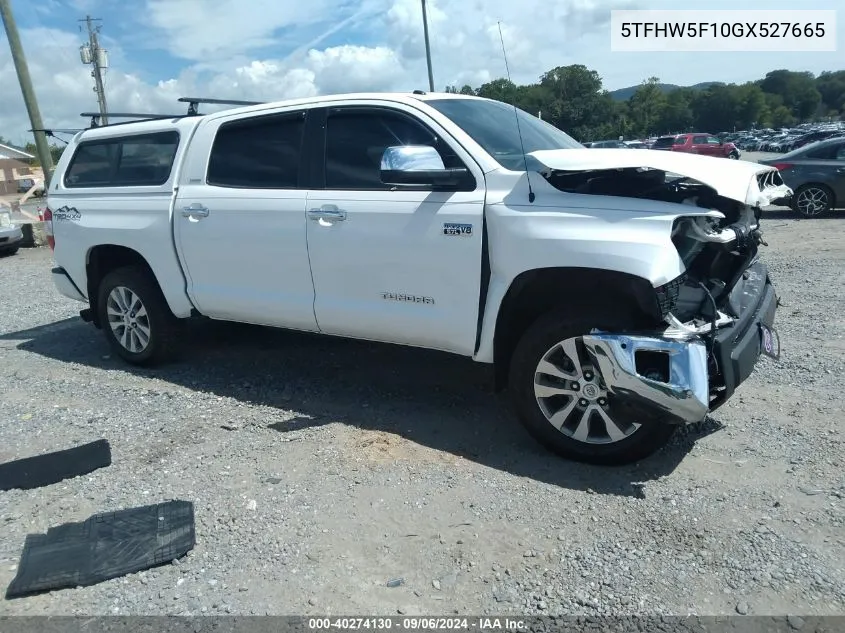 2016 Toyota Tundra Limited 5.7L V8 VIN: 5TFHW5F10GX527665 Lot: 40274130