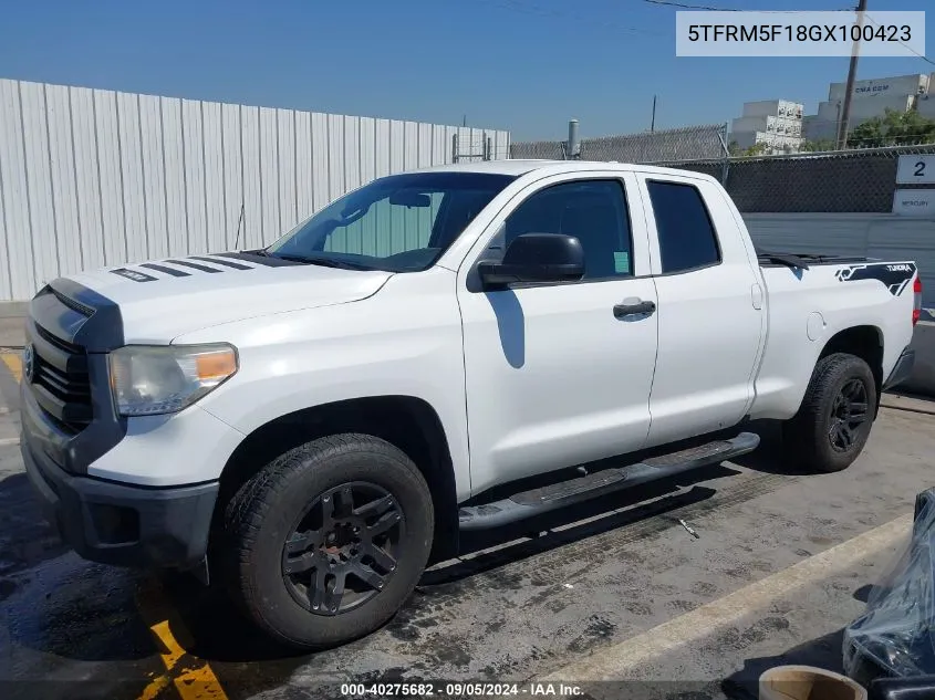 2016 Toyota Tundra Sr 4.6L V8 VIN: 5TFRM5F18GX100423 Lot: 40275682