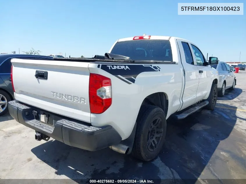 2016 Toyota Tundra Sr 4.6L V8 VIN: 5TFRM5F18GX100423 Lot: 40275682