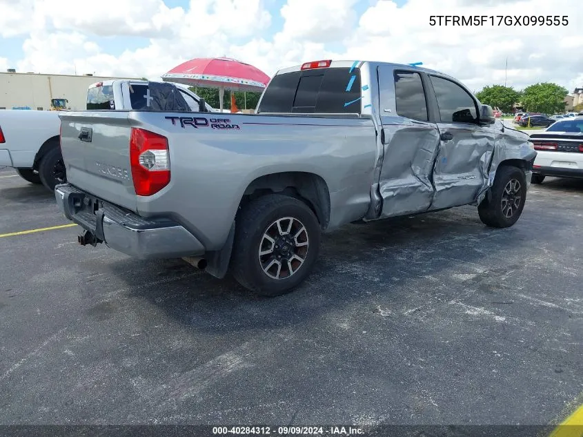 2016 Toyota Tundra Sr5 4.6L V8 VIN: 5TFRM5F17GX099555 Lot: 40284312