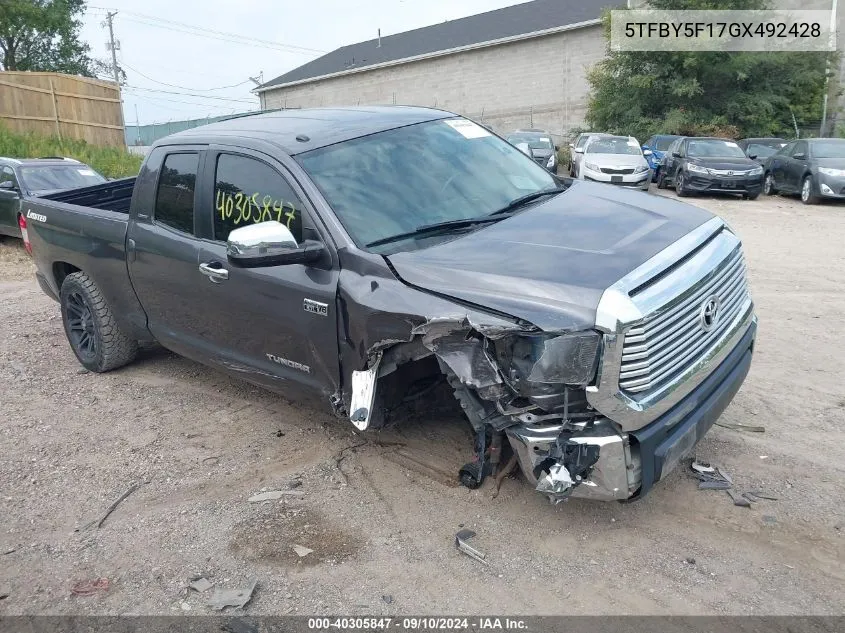 5TFBY5F17GX492428 2016 Toyota Tundra Double Cab Limited