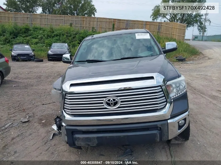 5TFBY5F17GX492428 2016 Toyota Tundra Double Cab Limited