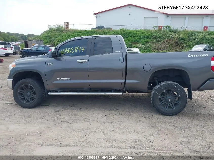 5TFBY5F17GX492428 2016 Toyota Tundra Double Cab Limited