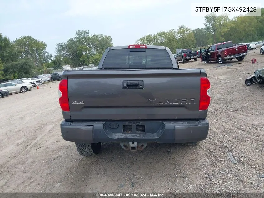 5TFBY5F17GX492428 2016 Toyota Tundra Double Cab Limited