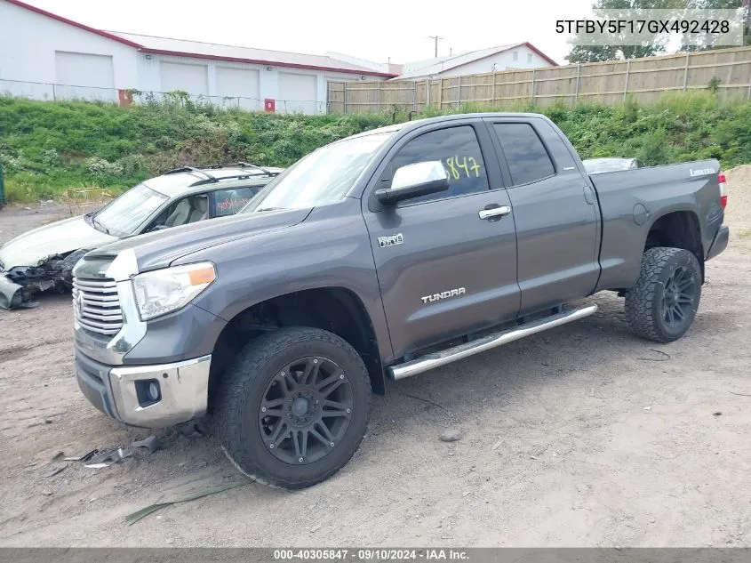 5TFBY5F17GX492428 2016 Toyota Tundra Double Cab Limited