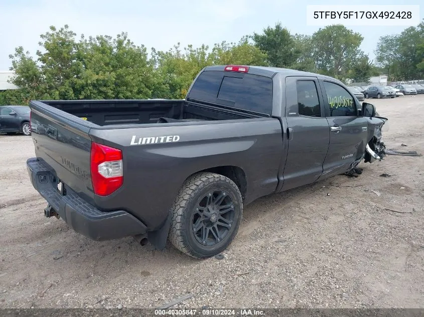 5TFBY5F17GX492428 2016 Toyota Tundra Double Cab Limited