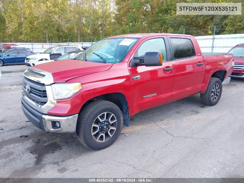 2016 Toyota Tundra Sr5 5.7L V8 VIN: 5TFDW5F12GX535121 Lot: 40352142