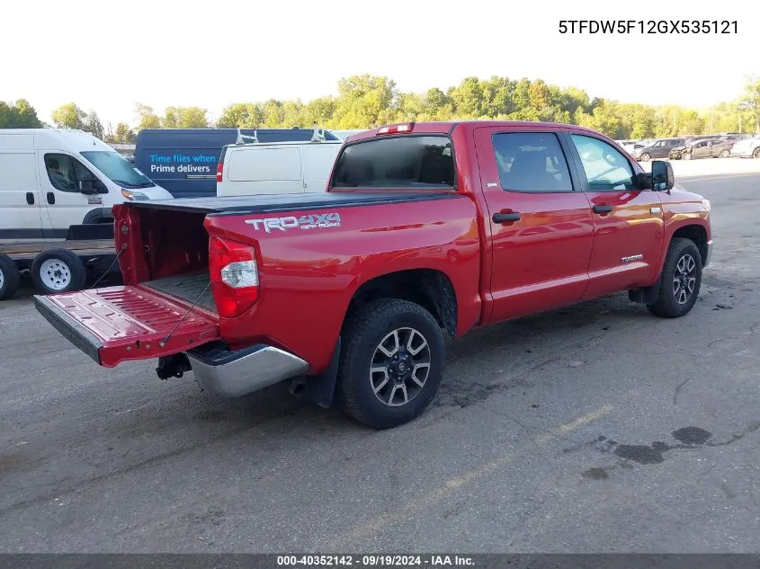 2016 Toyota Tundra Sr5 5.7L V8 VIN: 5TFDW5F12GX535121 Lot: 40352142