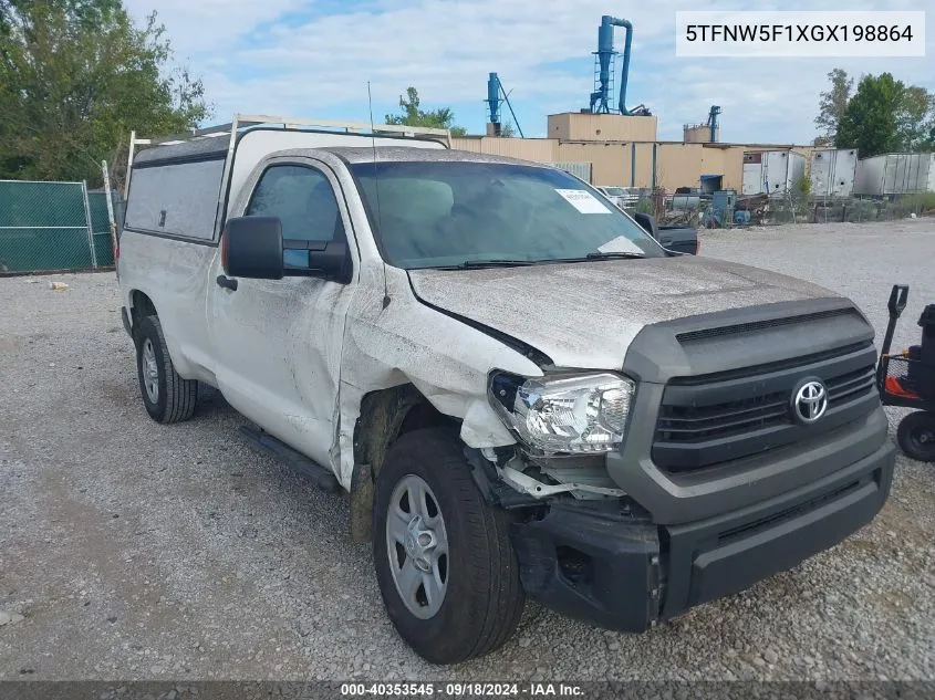 2016 Toyota Tundra Sr 5.7L V8 VIN: 5TFNW5F1XGX198864 Lot: 40353545