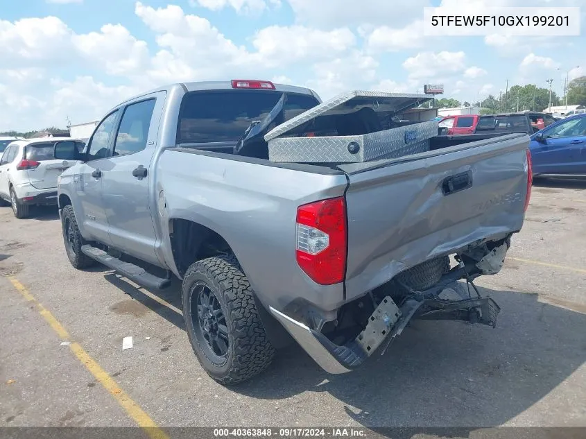 2016 Toyota Tundra Sr5 5.7L V8 VIN: 5TFEW5F10GX199201 Lot: 40363848