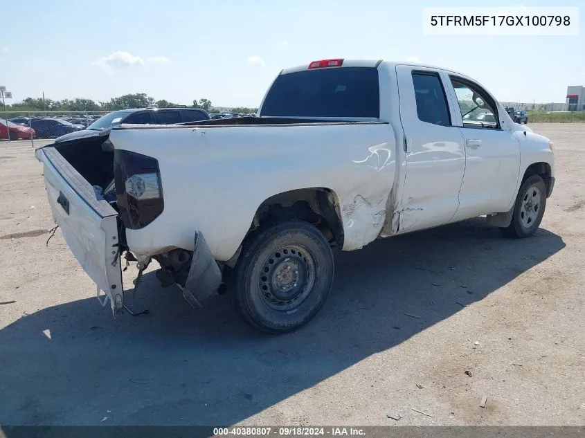 5TFRM5F17GX100798 2016 Toyota Tundra Sr 4.6L V8