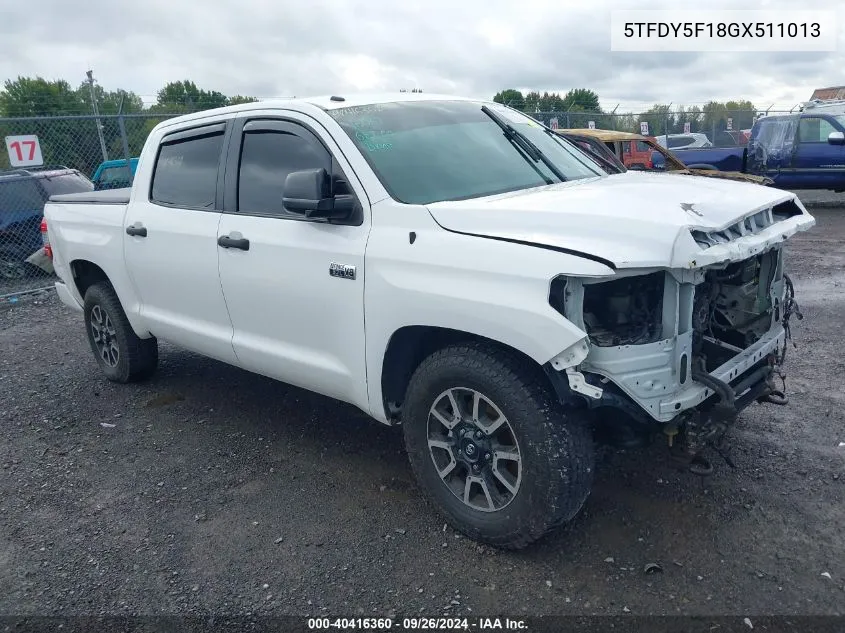 2016 Toyota Tundra Sr5 5.7L V8 VIN: 5TFDY5F18GX511013 Lot: 40416360