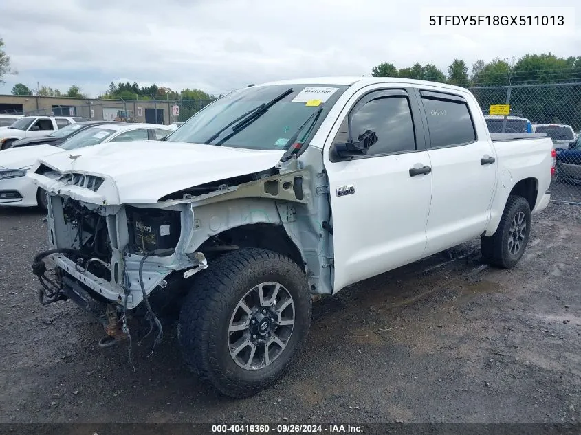 2016 Toyota Tundra Sr5 5.7L V8 VIN: 5TFDY5F18GX511013 Lot: 40416360