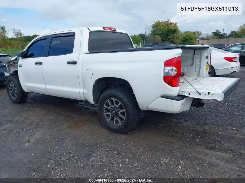 2016 Toyota Tundra Sr5 5.7L V8 VIN: 5TFDY5F18GX511013 Lot: 40416360