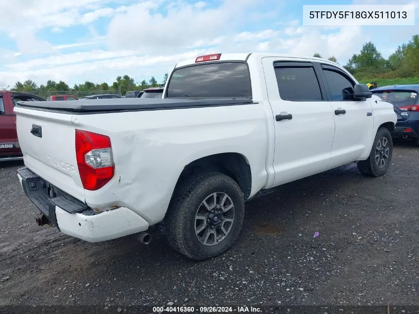 2016 Toyota Tundra Sr5 5.7L V8 VIN: 5TFDY5F18GX511013 Lot: 40416360