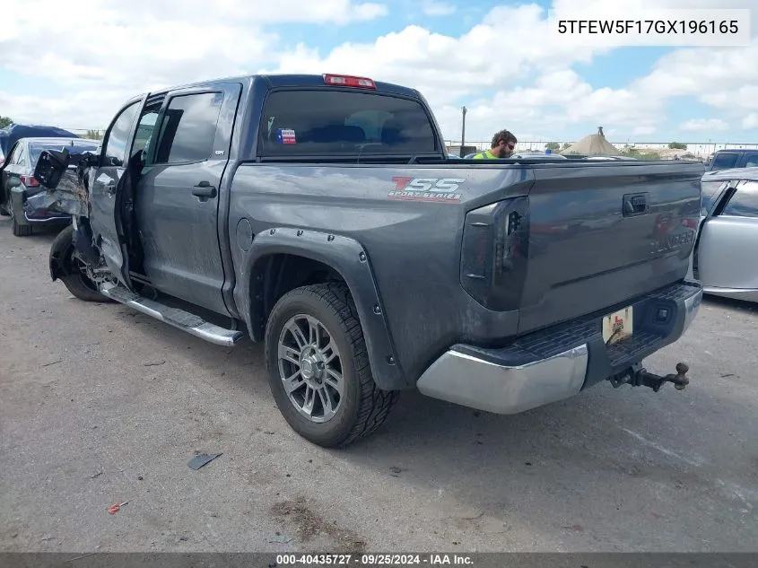 2016 Toyota Tundra Sr5 5.7L V8 VIN: 5TFEW5F17GX196165 Lot: 40435727