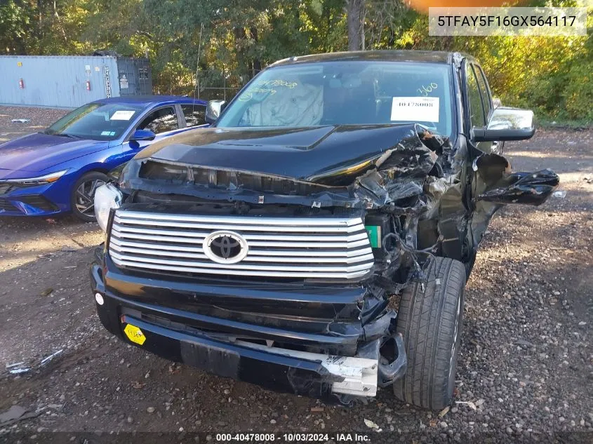 2016 Toyota Tundra Platinum 5.7L V8 VIN: 5TFAY5F16GX564117 Lot: 40478008