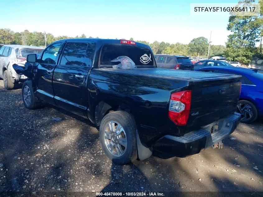 2016 Toyota Tundra Platinum 5.7L V8 VIN: 5TFAY5F16GX564117 Lot: 40478008