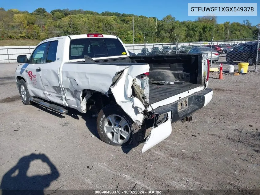 2016 Toyota Tundra Sr5 5.7L V8 VIN: 5TFUW5F1XGX549378 Lot: 40493378