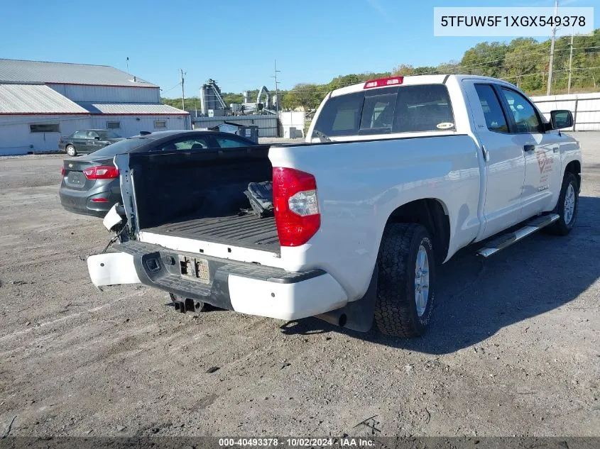 2016 Toyota Tundra Sr5 5.7L V8 VIN: 5TFUW5F1XGX549378 Lot: 40493378