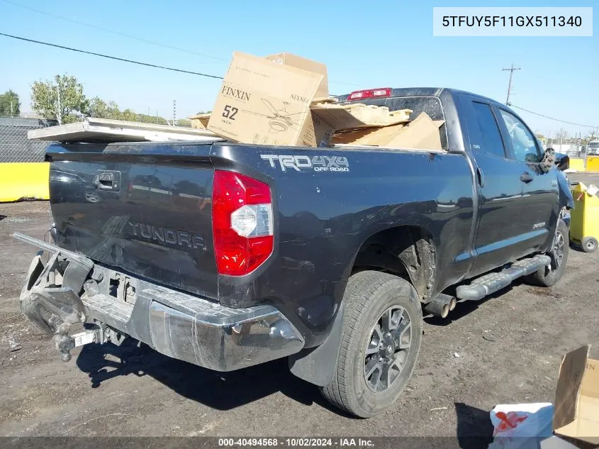 2016 Toyota Tundra Sr5 5.7L V8 VIN: 5TFUY5F11GX511340 Lot: 40494568