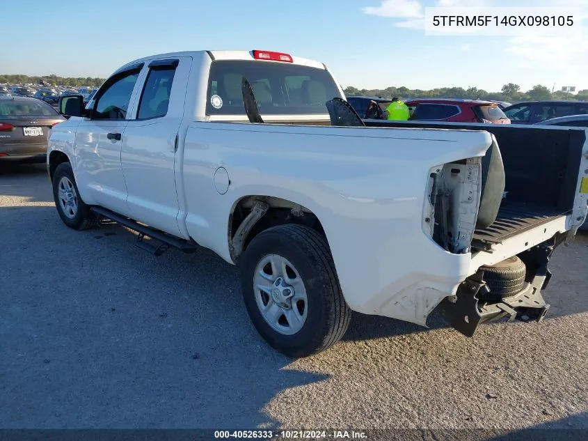 5TFRM5F14GX098105 2016 Toyota Tundra Double Cab Sr/Double Cab