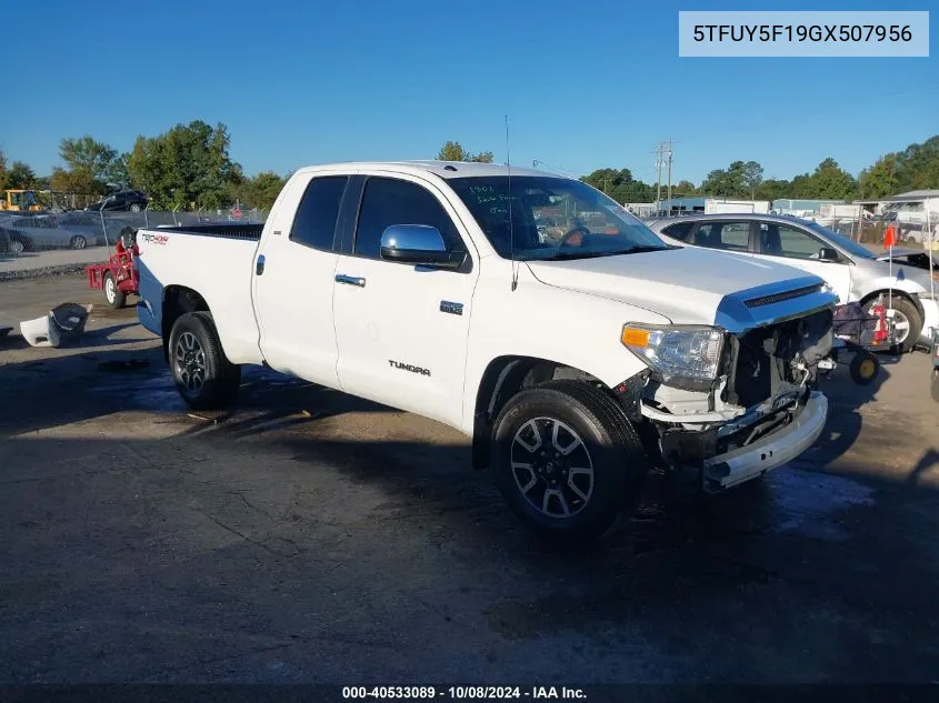 2016 Toyota Tundra Sr5 5.7L V8 VIN: 5TFUY5F19GX507956 Lot: 40533089