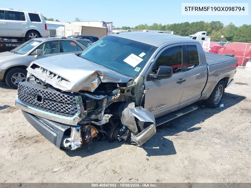 2016 Toyota Tundra Sr5 4.6L V8 VIN: 5TFRM5F19GX098794 Lot: 40547002