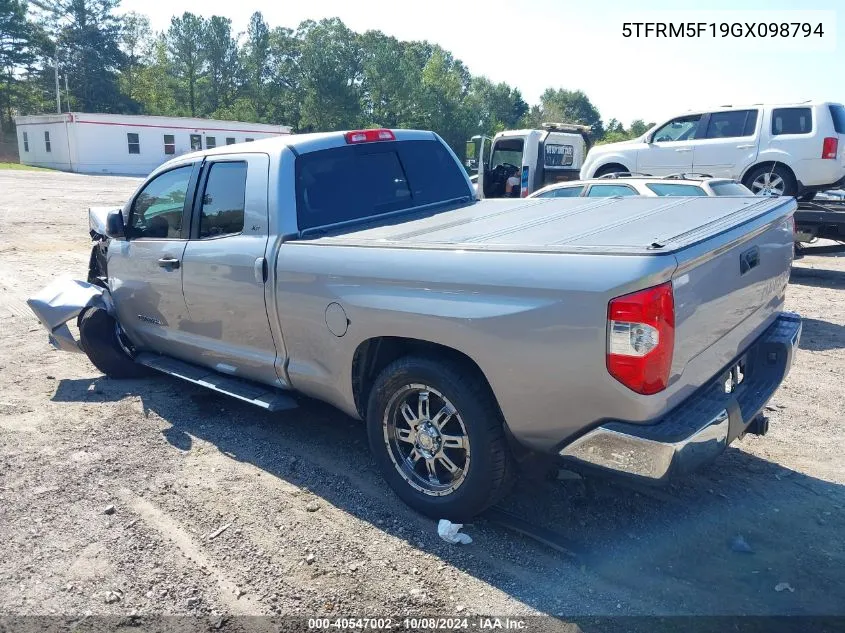 2016 Toyota Tundra Sr5 4.6L V8 VIN: 5TFRM5F19GX098794 Lot: 40547002