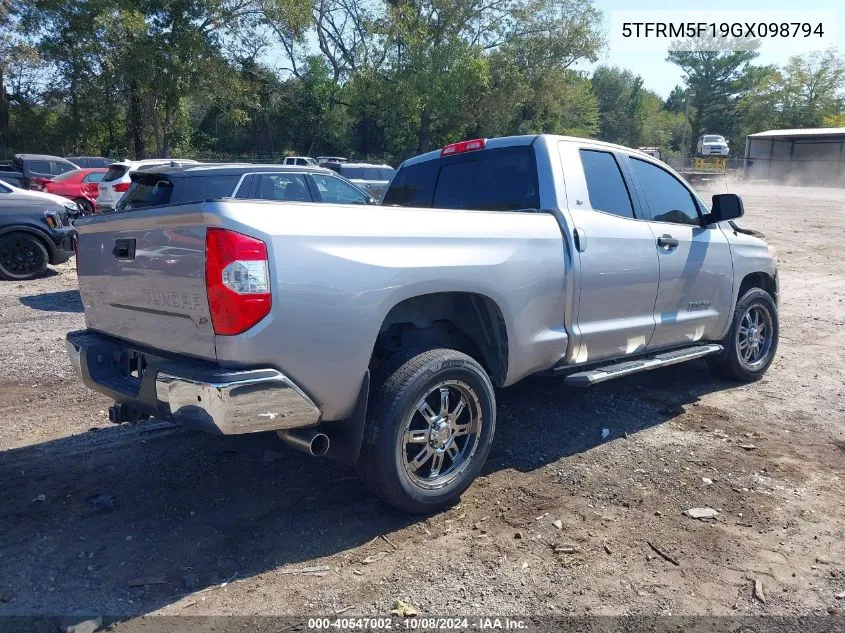 2016 Toyota Tundra Sr5 4.6L V8 VIN: 5TFRM5F19GX098794 Lot: 40547002