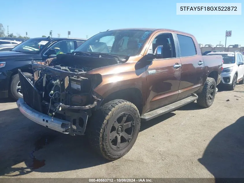 2016 Toyota Tundra Platinum 5.7L V8 VIN: 5TFAY5F18GX522872 Lot: 40553712