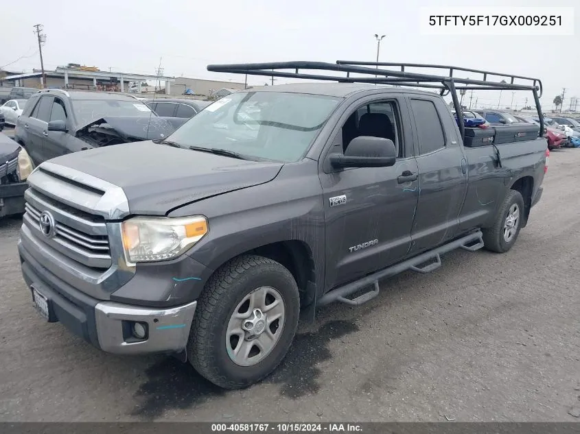 2016 Toyota Tundra Sr5 5.7L V8 VIN: 5TFTY5F17GX009251 Lot: 40581767