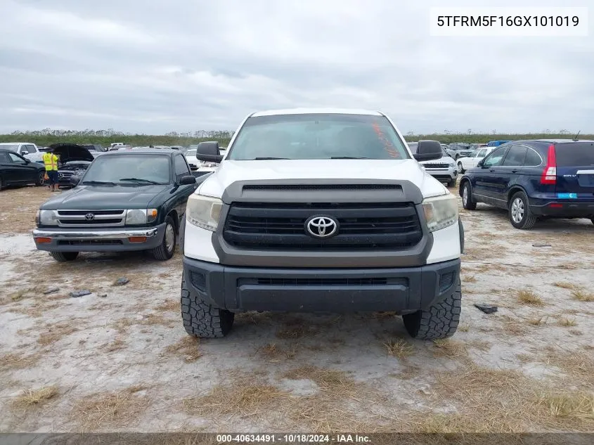 2016 Toyota Tundra Sr 4.6L V8 VIN: 5TFRM5F16GX101019 Lot: 40634491