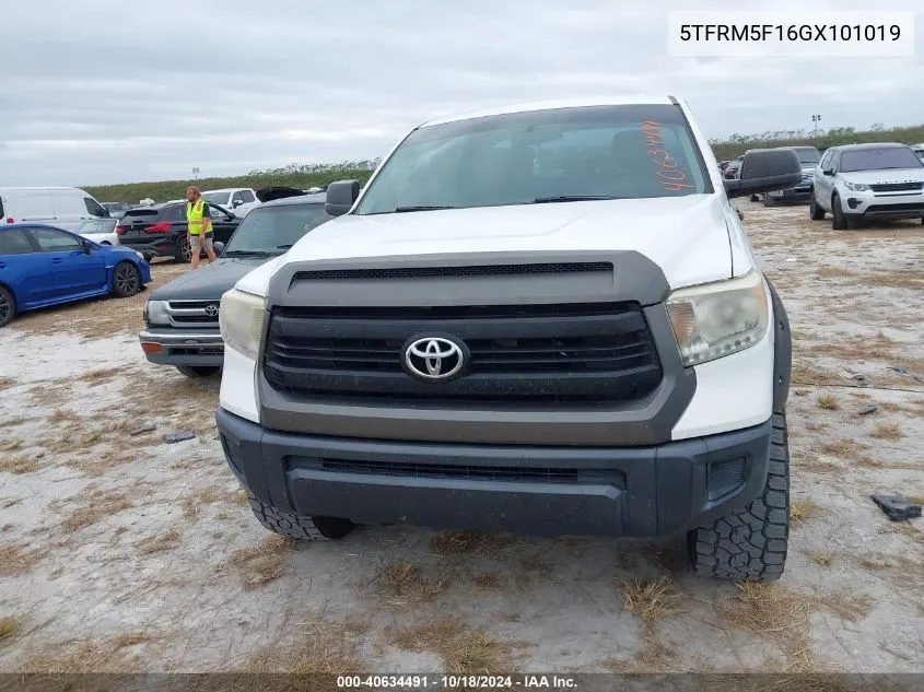 2016 Toyota Tundra Sr 4.6L V8 VIN: 5TFRM5F16GX101019 Lot: 40634491