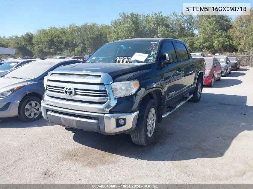 2016 Toyota Tundra Sr5 4.6L V8 VIN: 5TFEM5F16GX098718 Lot: 40649605