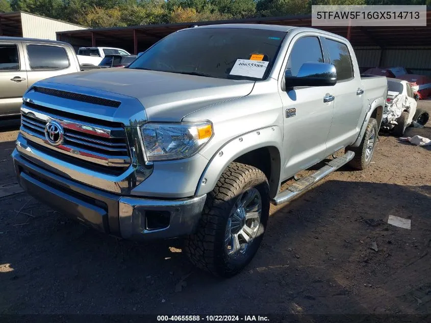 2016 Toyota Tundra 1794 5.7L V8 VIN: 5TFAW5F16GX514713 Lot: 40655588