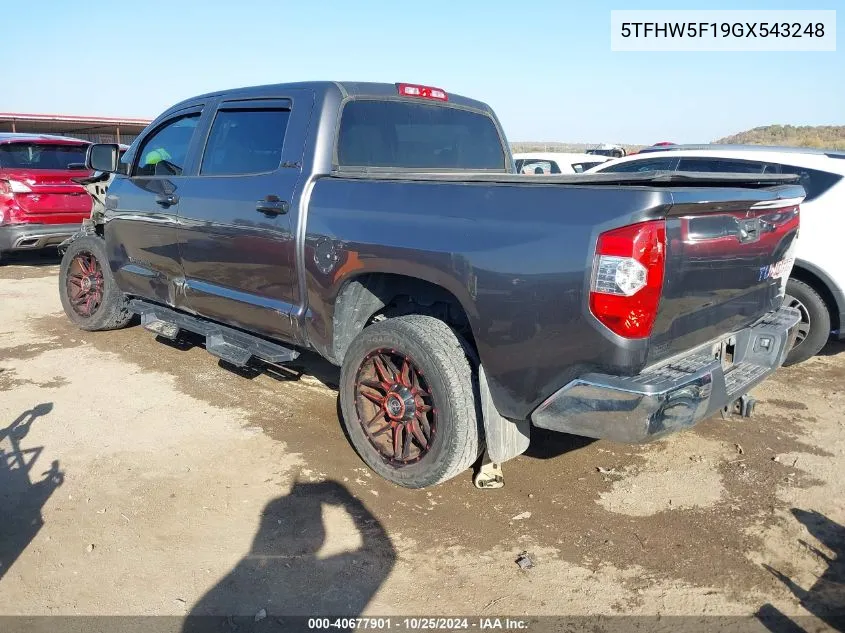 2016 Toyota Tundra Limited 5.7L V8 VIN: 5TFHW5F19GX543248 Lot: 40677901