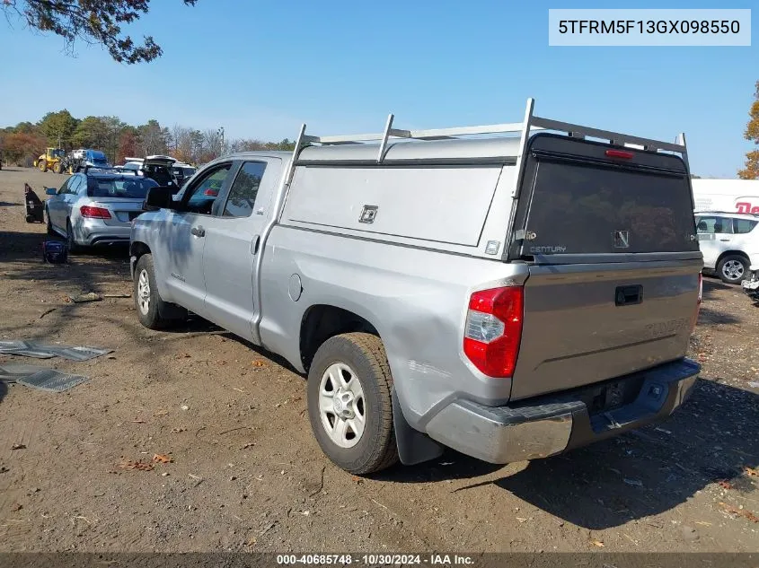 2016 Toyota Tundra Sr5 4.6L V8 VIN: 5TFRM5F13GX098550 Lot: 40685748